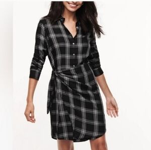 Untuckit women's tessa shirt dress button-down plaid black and white